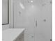 Modern bathroom shower with glass door and subway tile surround at 810 Maple Berry Ln # 105, Raleigh, NC 27607