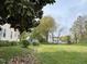 Expansive backyard with lush greenery and mature trees, offering ample space at 121 W Young Ave, Henderson, NC 27536