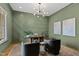 Stylish office with custom wall paneling, modern lighting, a large wooden desk, and a cozy seating area at 1629 Montvale Grant Way, Cary, NC 27519