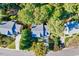 Aerial view of the property highlighting the roof and surrounding mature trees at 2208 Walden Creek Dr, Apex, NC 27523