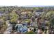 Bird's-eye view of a tranquil neighborhood with a mix of houses surrounded by greenery, ideal for Gathering living at 2605 Hazelwood Dr, Raleigh, NC 27608