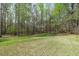Expansive, level backyard surrounded by mature trees, perfect for outdoor activities at 2909 Timpani Trl, Apex, NC 27539