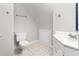 Tidy bathroom featuring patterned linoleum flooring at 3880 L Lawrence Trl, Graham, NC 27253