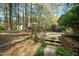 The backyard features a deck for outdoor entertainment, a storage shed, and plenty of trees at 704 Emory Dr, Chapel Hill, NC 27517
