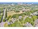 High-angle aerial view of cityscape surrounded by lush greenery and clear blue sky at 915 S State St, Raleigh, NC 27601