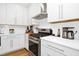 Sleek kitchen featuring stainless steel appliances, white cabinets, and a stylish backsplash at 915 S State St, Raleigh, NC 27601