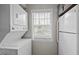 Laundry area features a stackable washer and dryer unit and a window for natural light at 120 Schultz St, Chapel Hill, NC 27514