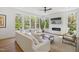 Sunlit living room with a modern fireplace, large windows, and comfortable seating, creating a relaxing atmosphere at 1200 Roosevelt Dr, Chapel Hill, NC 27514