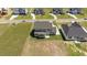 Aerial view showcasing the home's placement in a neighborhood and its lot size at 125 Summerlin Dr, Clayton, NC 27527
