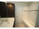 Bathroom with vanity sink and shower/tub combo at 1523 Yarborough Park Drive, Raleigh, NC 27604