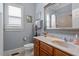 Bathroom with vanity, mirror, and tiled shower at 1525 Marshall Farm St, Wake Forest, NC 27587