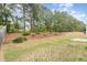 Lush backyard featuring grass, trees, and mulched plant beds at 1607 Willowcrest Rd, Durham, NC 27703