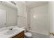 Neutral bathroom features a vanity, sink, mirror, toilet, and tub/shower combination at 1905 Maple Sugar Ln, Fuquay Varina, NC 27526