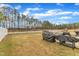 Expansive backyard with well manicured lawn, fence lines and tall trees in the distance at 211 Azalea Gaze Dr, Youngsville, NC 27596