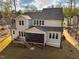 Aerial view of back exterior with deck and screened in porch at 215 Bonterra Way, Chapel Hill, NC 27516