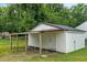 Exterior of outbuilding featuring siding, door, and covered area at 308 Charles St, Henderson, NC 27536