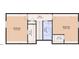 Second-floor layout reveals two bedrooms, a shared bath, and hallway connecting the spaces at 53 Azul Dr, Clayton, NC 27520