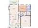 Detailed first-floor floor plan showcasing the layout of the primary bedroom, kitchen, living room, and garage at 53 Azul Dr, Clayton, NC 27520