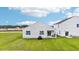 Spacious backyard with a covered patio, green lawn, and view of neighboring homes at 712 Holstein Dairy Way, Wake Forest, NC 27587