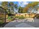 Landscaped backyard features a waterfall feature, decorative metalwork and a brick paver patio at 814 Ember Dr, Durham, NC 27703
