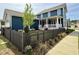 Charming blue two-story home featuring a welcoming front porch and a neatly fenced front yard at 818 St Charles St, Durham, NC 27713