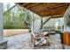 Relaxing covered patio with comfortable seating overlooking the backyard at 853 Rambling Oaks Ln, Holly Springs, NC 27540