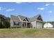 Attractive single-Gathering home featuring gray siding, black shutters, and a spacious front yard on a clear day at 106 S Harper Faith Way, Benson, NC 27504