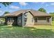 Rear view of the home's exterior showing the backyard at 181 Fawn Hill Ct, Garner, NC 27529