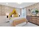 Beautiful bedroom featuring designer wallpaper, canopy bed, and natural light from a nearby window at 2265 Kettle Falls Sta, Apex, NC 27502