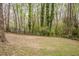 Large backyard showcasing mature trees, perimeter fence and natural vegetation at 2400 Hemlock Cir, Clayton, NC 27520