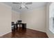 Office featuring hardwood floors, neutral walls, and a modern ceiling fan at 265 Beckwith Ave, Clayton, NC 27527
