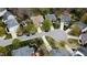 Aerial view of the community showcasing well-maintained homes, tree-lined streets, and lush landscaping at 3705 Andoversford Ct, Wake Forest, NC 27587