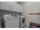 Convenient laundry room with white cabinets, washer and dryer for easy chore management at 3725 Song Sparrow Dr, Wake Forest, NC 27587