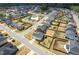 Aerial view of a planned neighborhood featuring a community pool and well-maintained homes and lawns at 401 Club Center Dr, Youngsville, NC 27596