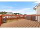 An elevated deck with a view of the backyard, offering a relaxing outdoor space at 43 Summerseat Way, Bunnlevel, NC 28323