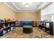 Spacious room with trey ceilings, large rug, and plentiful storage at 43 Summerseat Way, Bunnlevel, NC 28323