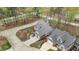 Stunning aerial view of a well-maintained home with lush landscaping and a paved driveway at 76501 Rice, Chapel Hill, NC 27517