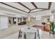 Spacious basement featuring coffered ceiling, dining area, and a home theater setup at 76501 Rice, Chapel Hill, NC 27517