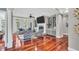 Cozy living room with a fireplace, built-in shelving, and lots of natural light at 76501 Rice, Chapel Hill, NC 27517