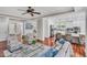 Open concept living room and kitchen featuring hardwood floors and modern decor at 76501 Rice, Chapel Hill, NC 27517