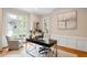 Bright home office with natural light, stylish decor, and classic wainscoting at 10370 Spaight, Chapel Hill, NC 27517