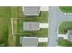 Birds eye aerial view shows lawn size and proximity to street and surrounding neighborhood at 111 Flying Point Ln, Clayton, NC 27520