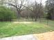 Expansive backyard with chain-link fence, mature trees, and grassy area, offering privacy and space at 126 Creedmoor Rd, Stem, NC 27581