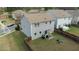 Aerial of backyard featuring a patio with pergola, grill, outdoor seating, and a wood privacy fence at 1620 Frog Hollow Way, Wake Forest, NC 27587