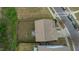 Aerial of backyard featuring a patio with pergola, grill, outdoor seating, and wood privacy fence at 1620 Frog Hollow Way, Wake Forest, NC 27587