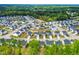 Aerial view of the community showing many homes surrounded by dense green trees at 270 Trailing Bluff Way, Garner, NC 27529