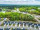 An aerial view showcases the neighborhood's well-maintained lawns and tree-lined streets at 270 Trailing Bluff Way, Garner, NC 27529