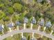 An aerial view of houses on a neighborhood street at 2832 Steeple Run Dr, Wake Forest, NC 27587