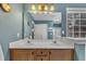 Bathroom with large mirror and double sinks at 2832 Steeple Run Dr, Wake Forest, NC 27587