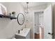 The bathroom features a vessel sink with a chandelier at 5500 Fortunes Ridge Dr # 72A, Durham, NC 27713